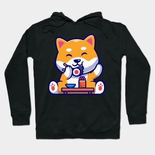 Cute Shiba Inu Dog Eating Sushi Cartoon Hoodie